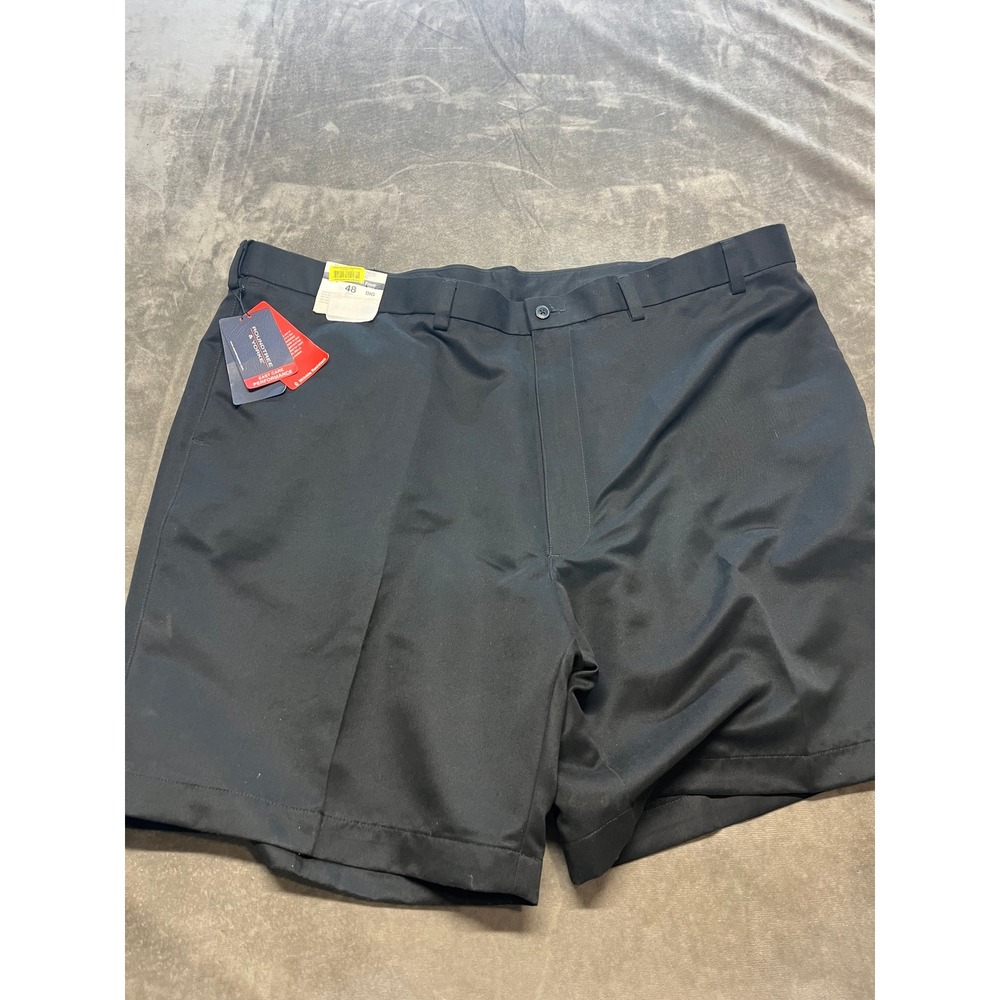 NWT Roundtree Yorke Big Mens 48 Flat Front Black Microfiber Wrinkle free Shorts